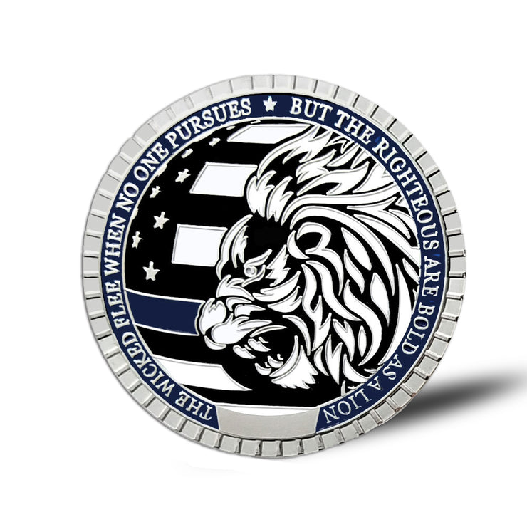 LEO Challenge Coin Blue Lives Matter Remember the Fallen Police Silver Medallion