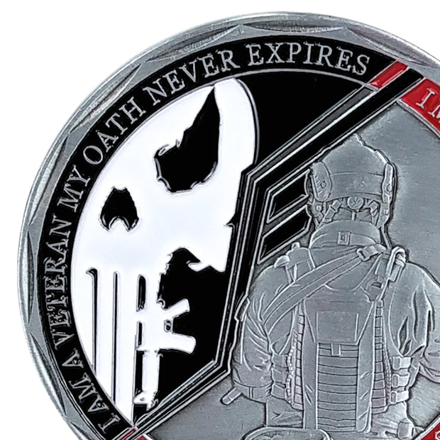 Veterans Oath Challenge Coin Served Never Expired Medallion Gift