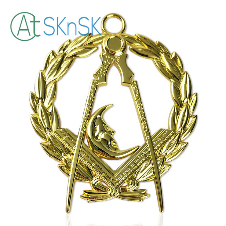 Masonic Junior Deacons Gold Jewel Pendant the Compass Moon Symbol