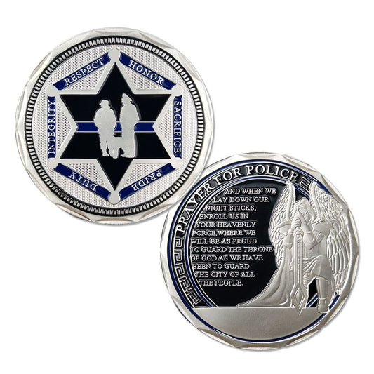 Sheriff Challenge Coin Six Pointed Star Silver Police Badge St Michael Coin