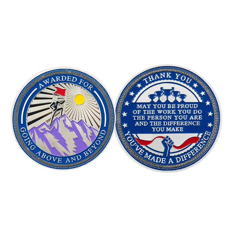 Encouragement Challenge Coin-Employee Appreciation Gifts Inspirational Thank You Coin for Students and Cowokers-Going Above and Beyond