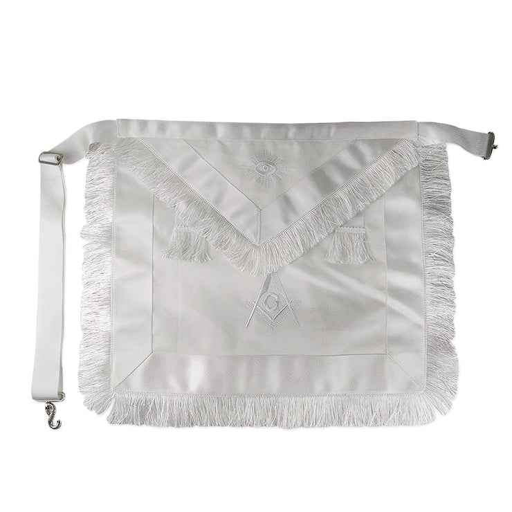 Masonic Blue Lodge Master Mason White Apron w/ Fringe