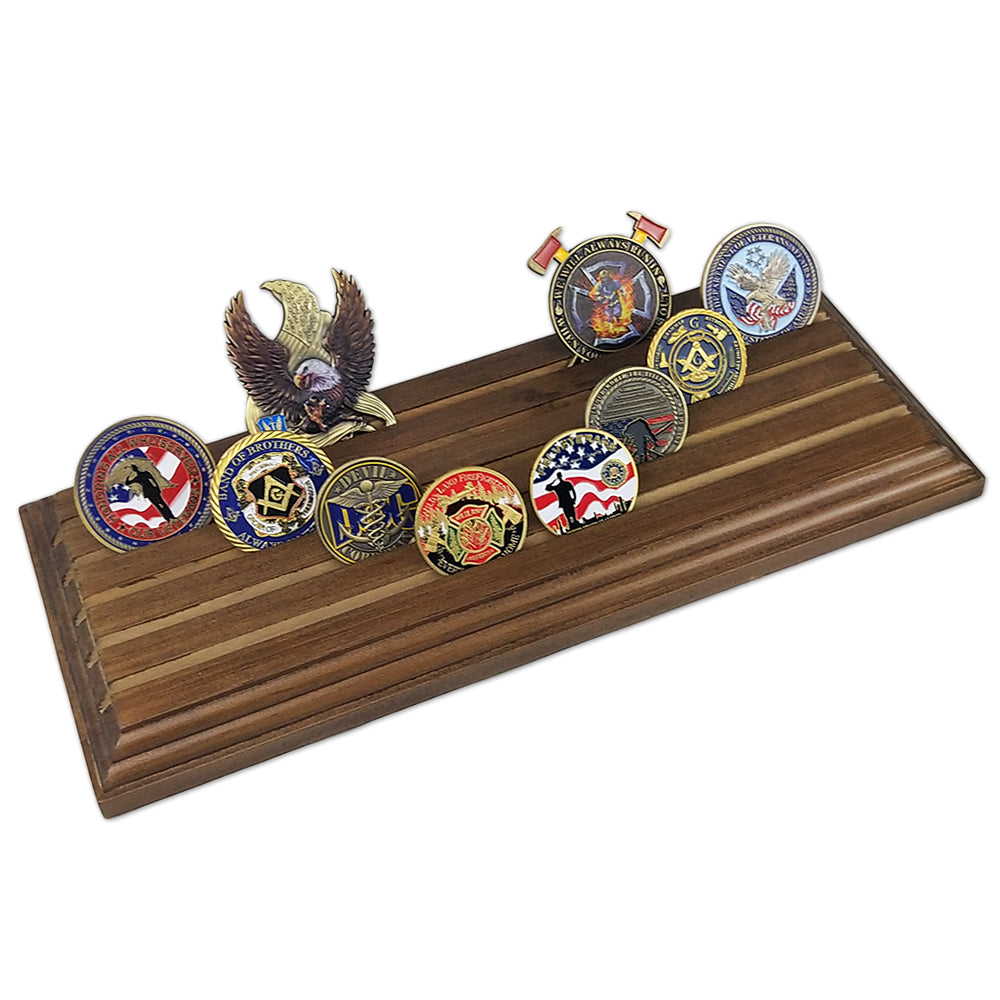 4/5 Rows Walnut Parallel Wooden Challenge Coin Display