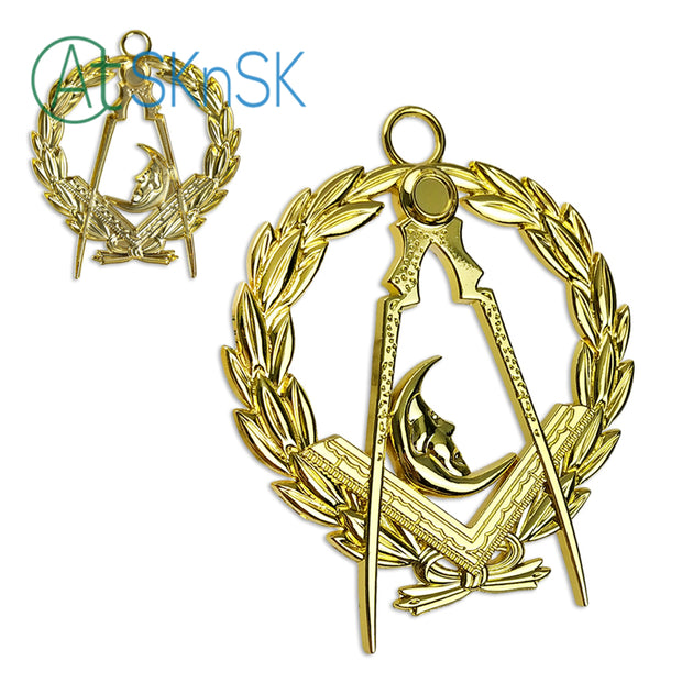 Masonic Junior Deacons Gold Jewel Pendant the Compass Moon Symbol