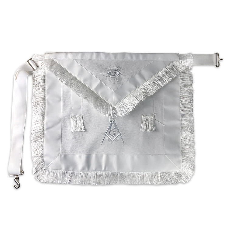 Masonic Blue Lodge Master Mason White Apron w/ Fringe