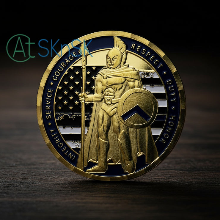 Thin Blue Line Shield Police Officer Challenge Coin