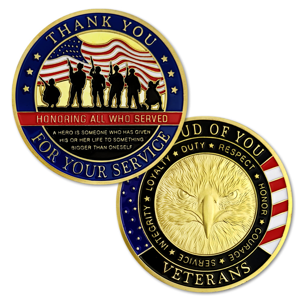 US Military Veterans Thank You for Your Service Army Appreciation Challenge Coin