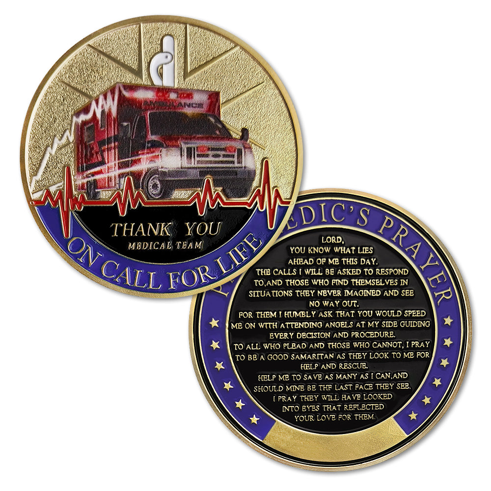 Thank You Medical Team Ambulance Paramedic’s Prayer Challenge Coin-AtSKnSK