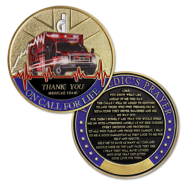 Thank You Medical Team Ambulance Paramedic’s Prayer Challenge Coin-AtSKnSK