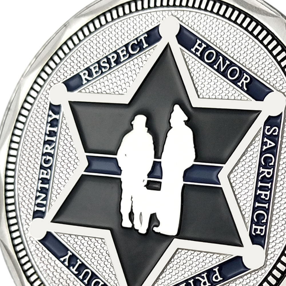 Sheriff Challenge Coin Six Pointed Star Silver Police Badge St Michael Coin