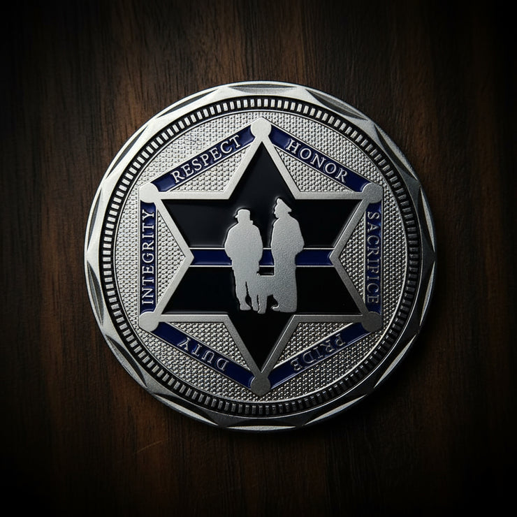 Sheriff Challenge Coin Six Pointed Star Silver Police Badge St Michael Coin