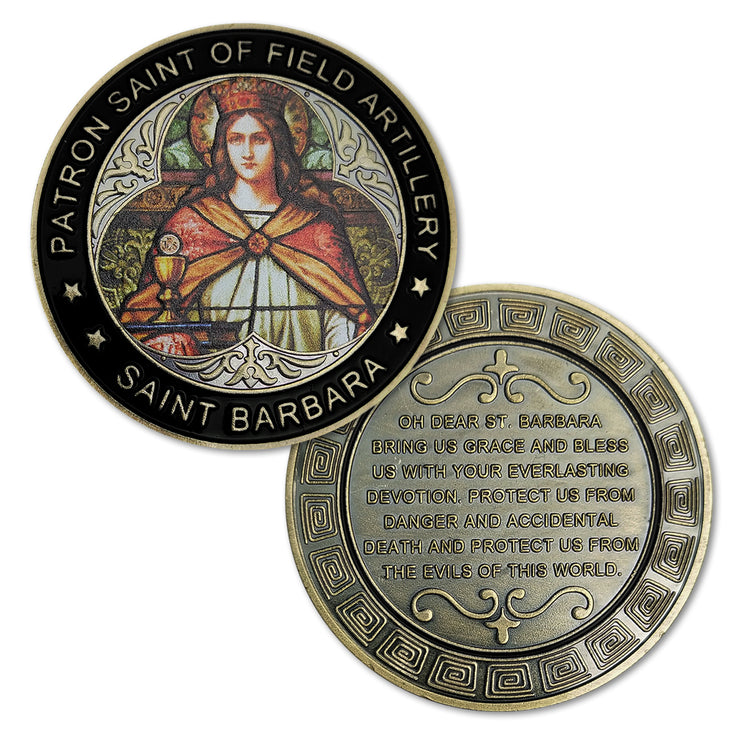 St Barbara Patron Saint of Artillery Oath Prayer Challenge Coin Military Badge