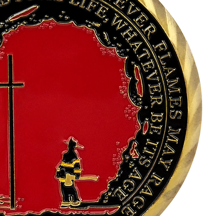 Firefighter Challenge Coin First In Last Out Spartan Warrior