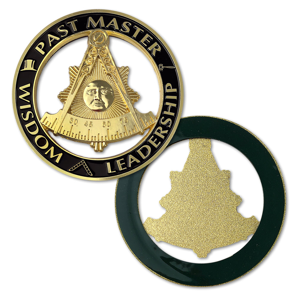 Masonic Past Master Round Black Car Auto Emblem