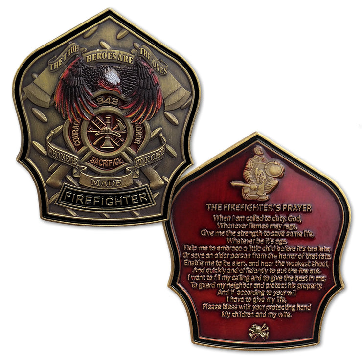 Firefighter Prayer 911 Fallen Hero Challenge Coin