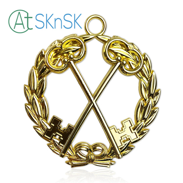 Masonic Treasurer Gold Jewel Pendant the Cross Vault Keys