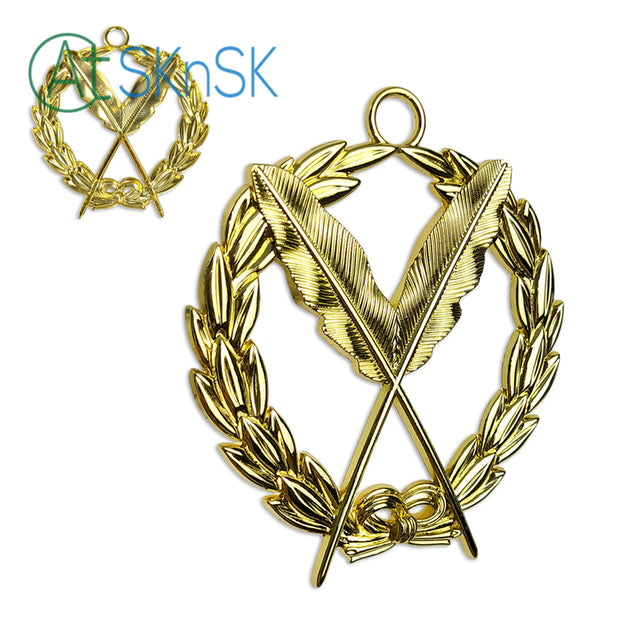 Masonic Secretary Gold Jewel Pendant the Feather Quill