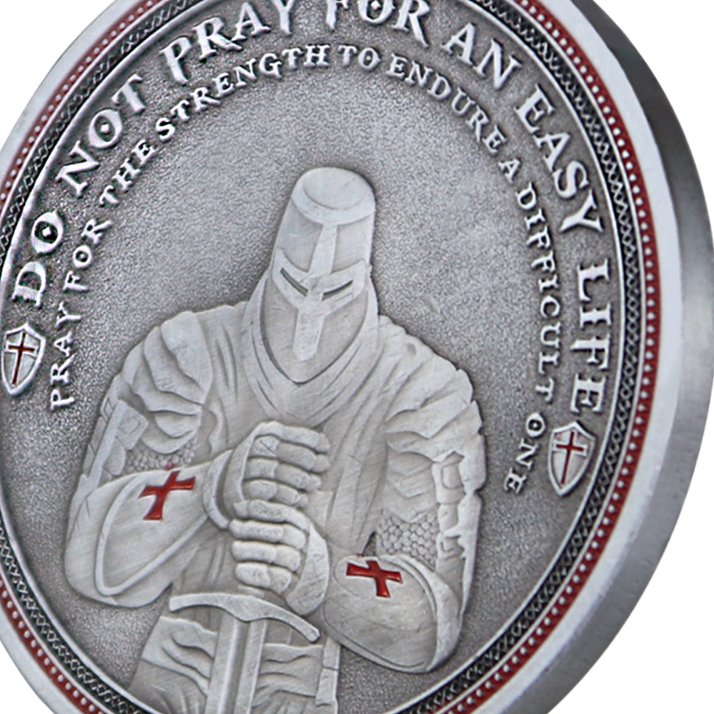 Knights Templar Cross Challenge Coin Crusader Sword and Shield Life Creed Token