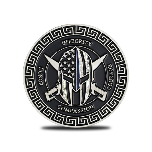 Thin Blue Line Challenge Coin Crusader Warrior Blessd Law Enforcement Gift Coin