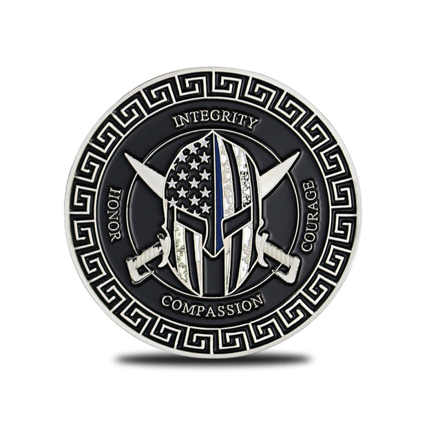 Thin Blue Police Line Challenge Coin Crusader Warrior Blessd Law Enforcement Gift Coin