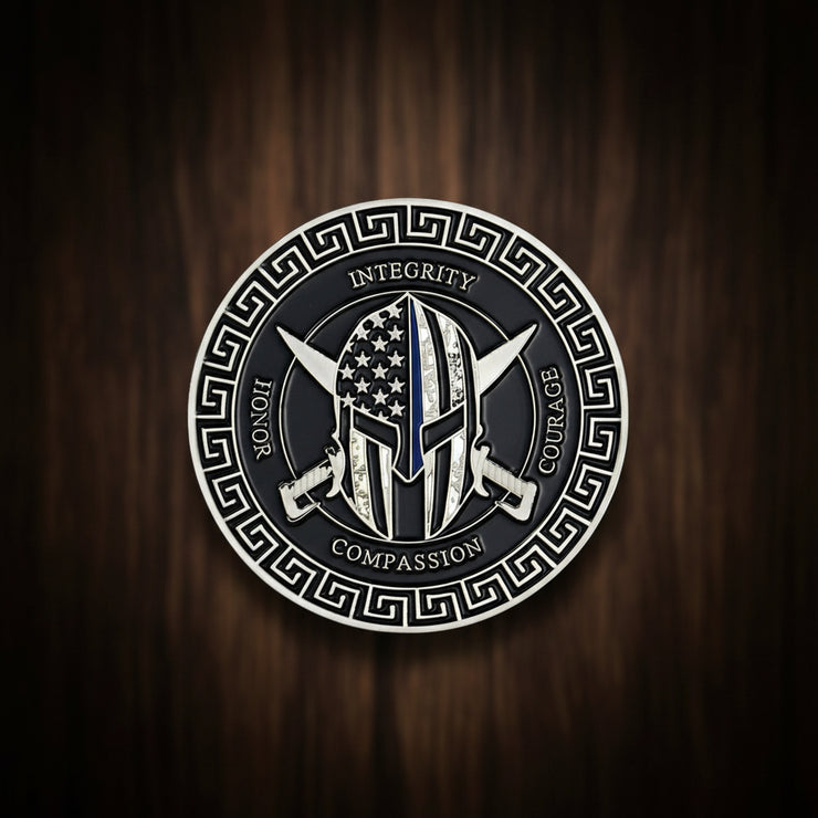 Thin Blue Police Line Challenge Coin Crusader Warrior Blessd Law Enforcement Gift Coin