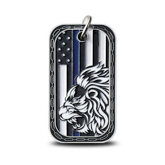 LEO Challenge Coin A Thin Blue Line Dog Tag Police Lion Featured Collectible