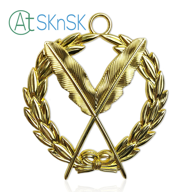 Masonic Secretary Gold Jewel Pendant the Feather Quill