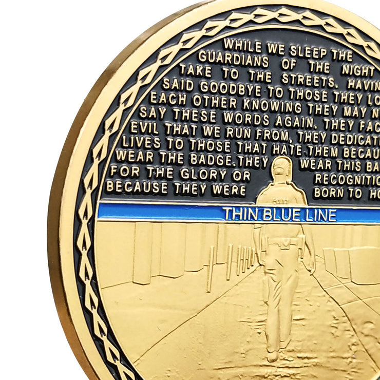 Blessd Are the Peacemaker Police Challenge Coin Thin Blue Line Spartan Spirit