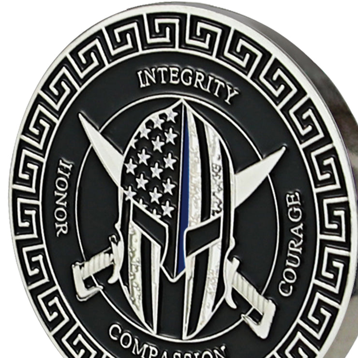 Thin Blue Police Line Challenge Coin Crusader Warrior Blessd Law Enforcement Gift Coin