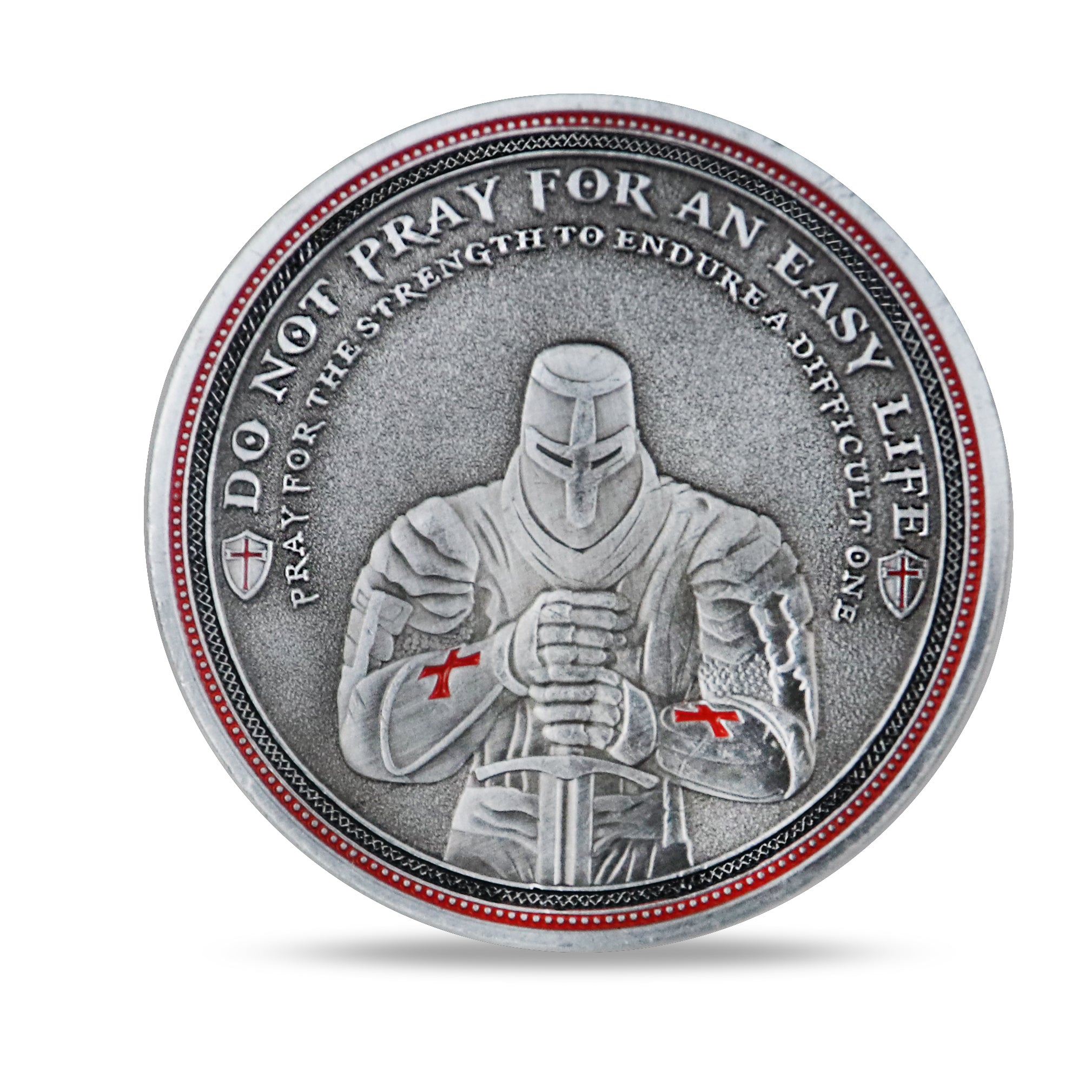 Knights Templar Cross Challenge Coin Crusader Sword and Shield Life Creed Token