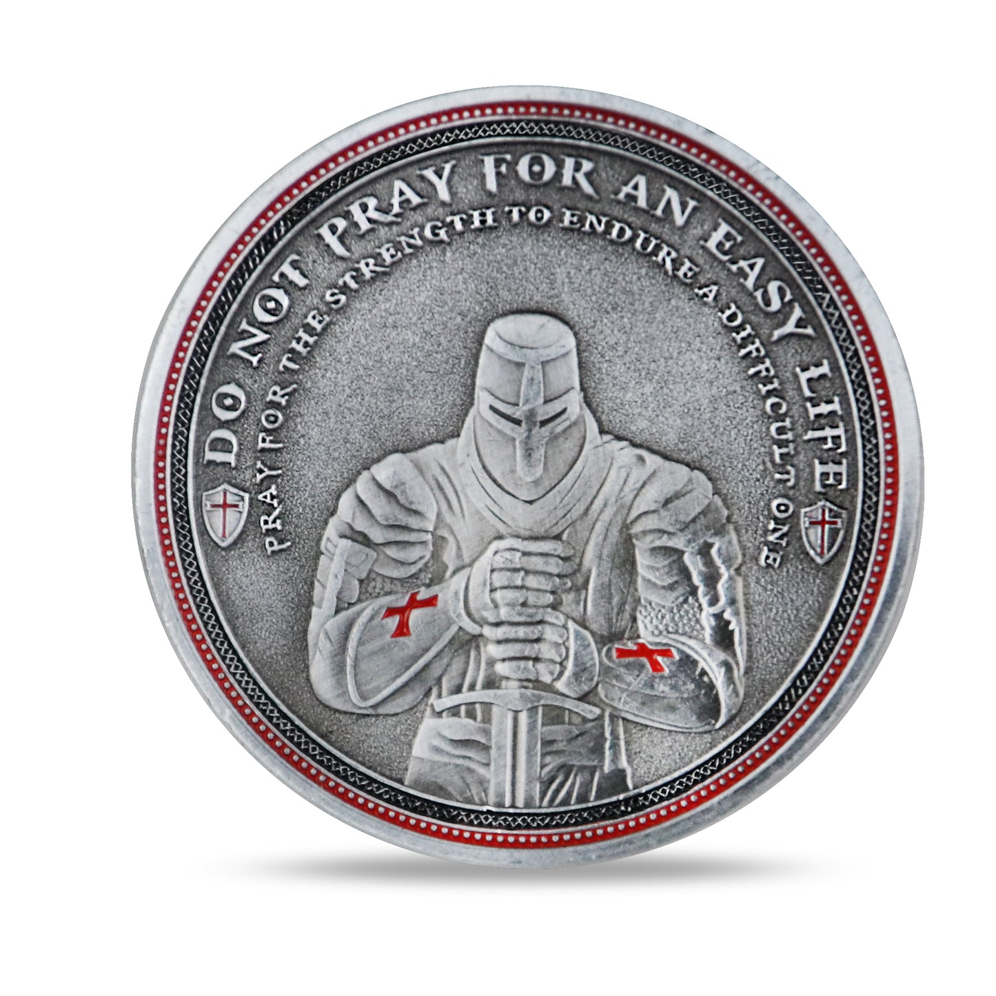 Knights Templar Cross Challenge Coin Crusader Sword and Shield Life Creed Token