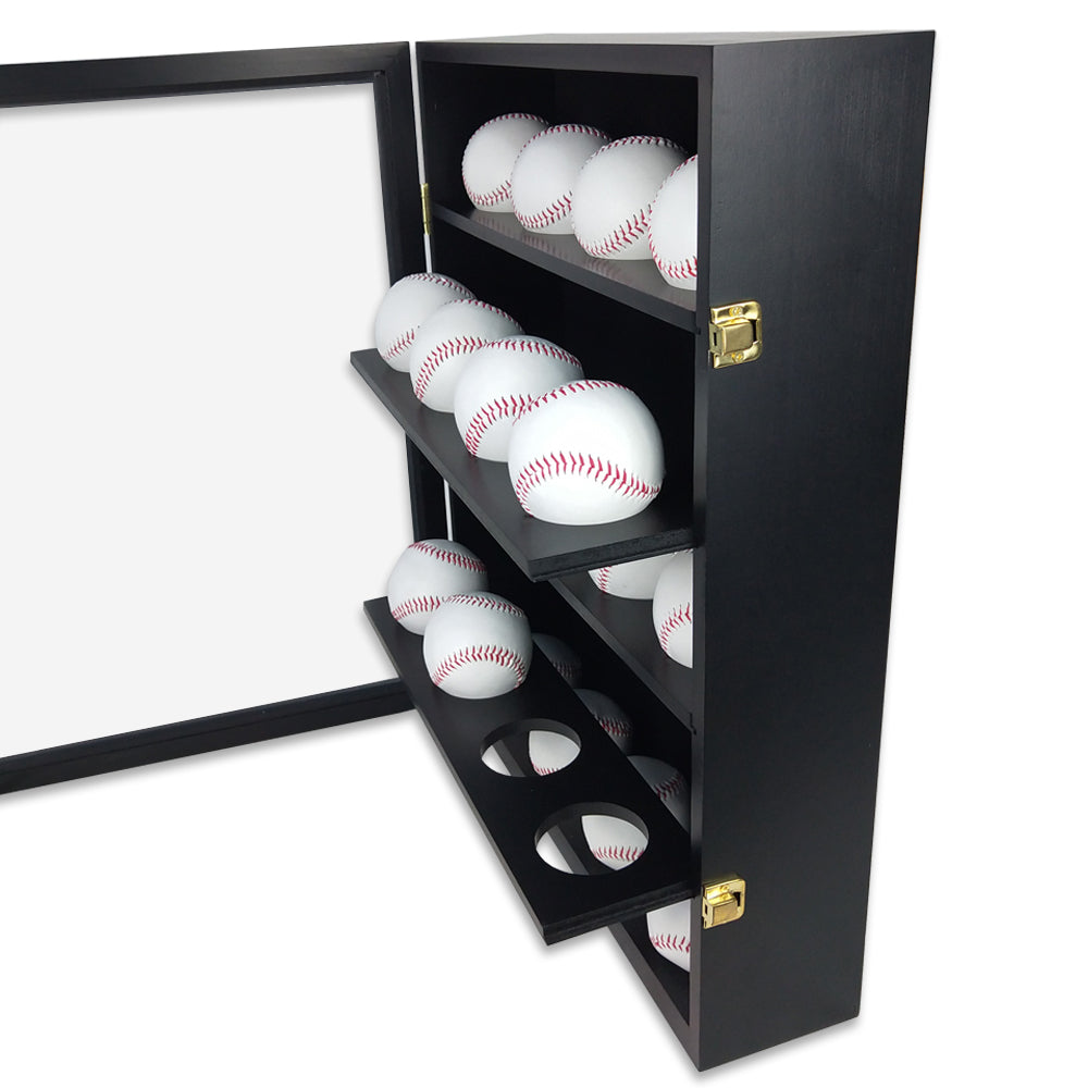 20" × 16" Baseball Display Case Sport Collectible Square Cabinet Black Finish
