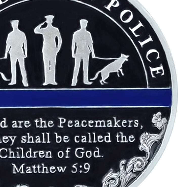 Police Badge Challenge Coin God Bless the Officer & K9 Group Matthew 5:9