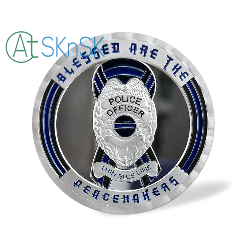 US Police Thin Blue Line Justice Death Challenge Coin