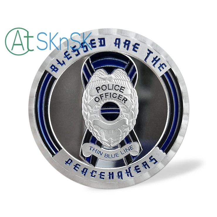 US Police Thin Blue Line Justice Death Challenge Coin