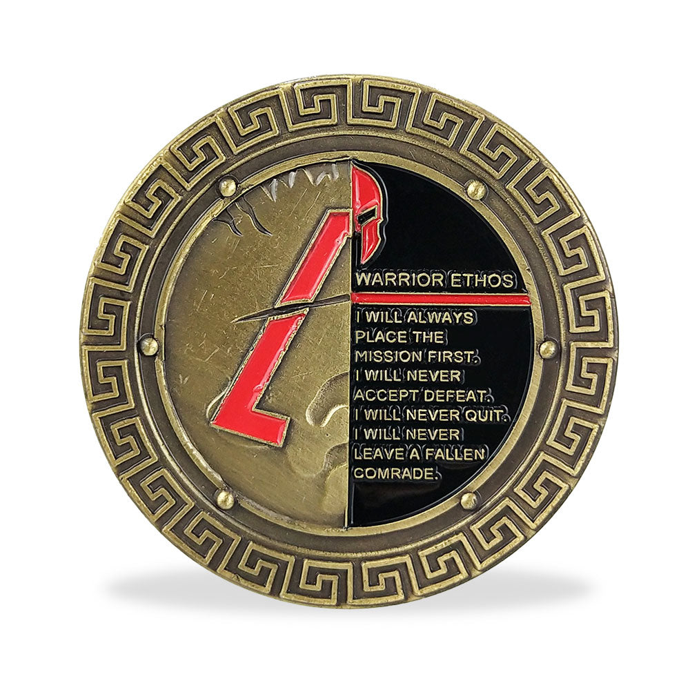 Soldier Brave as Spartan Challenge Coin Warrior Ethos Military Collecitble