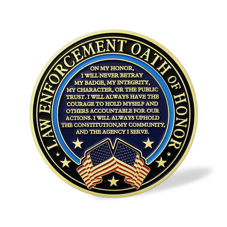 Law Enforcement Oath of Honor Blue Line Police Challenge Coin