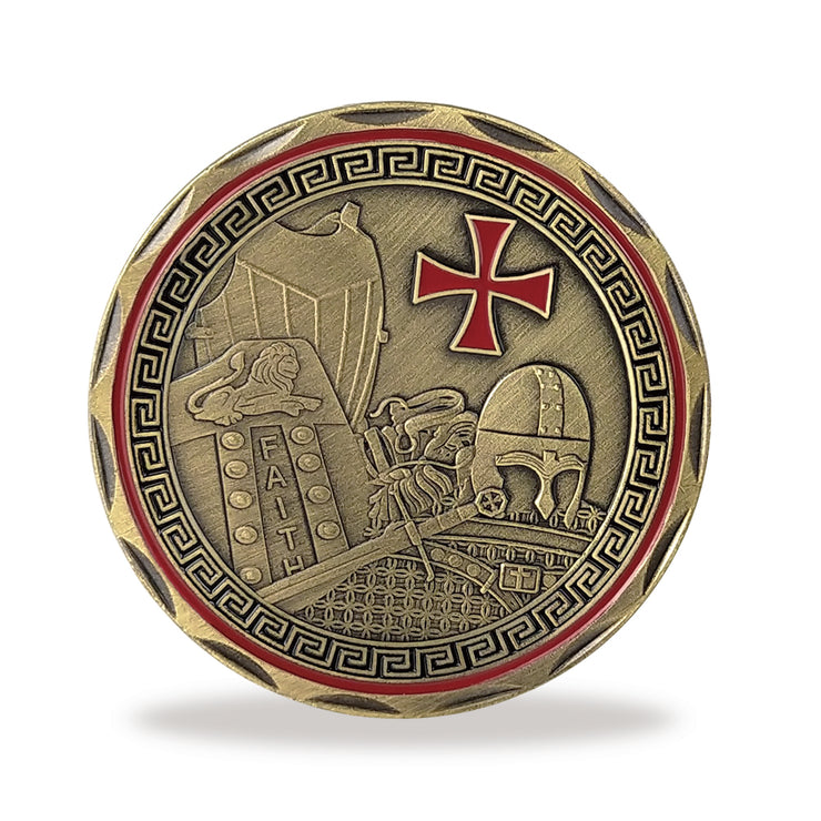 Put On the Full Armor of God Challenge Coin Crusader Pray Always Collectible Coin
