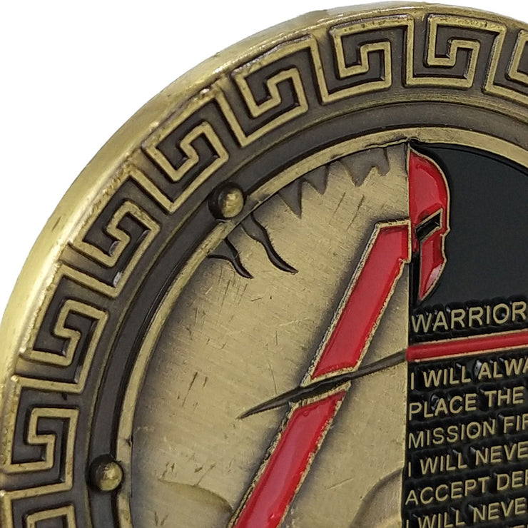 Soldier Brave as Spartan Challenge Coin Warrior Ethos Military Collecitble