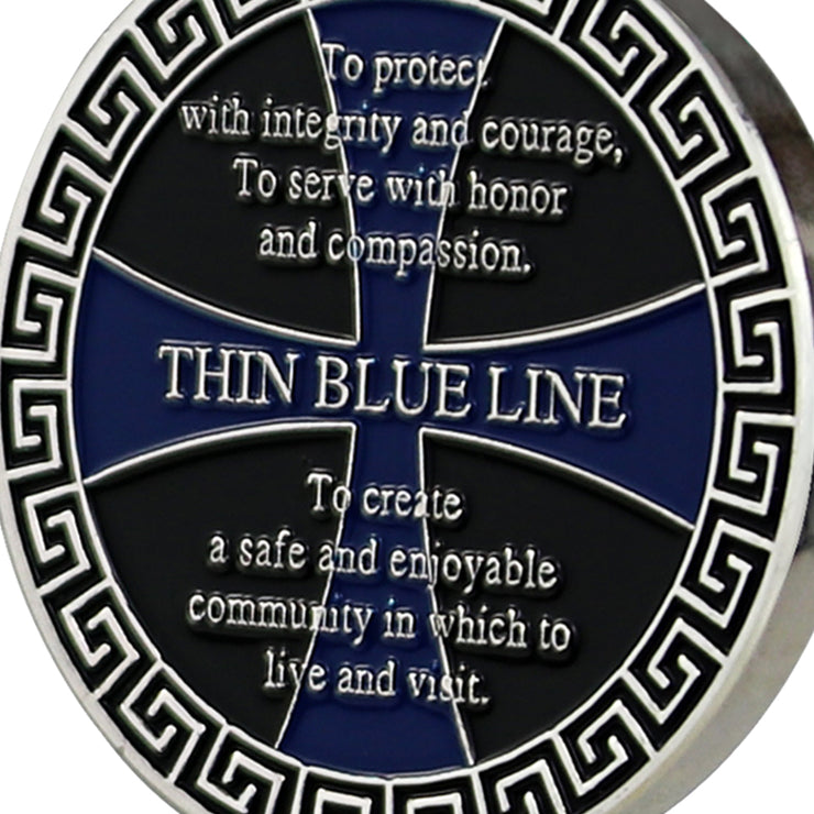 Thin Blue Police Line Challenge Coin Crusader Warrior Blessd Law Enforcement Gift Coin