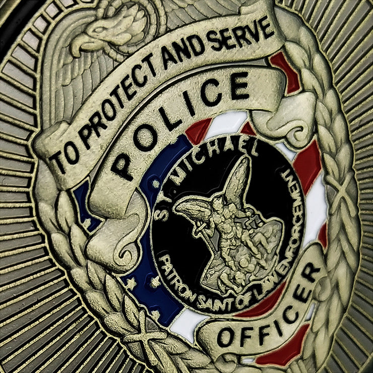 Thin Blue Line Skull St Michael Police Challenge Coin