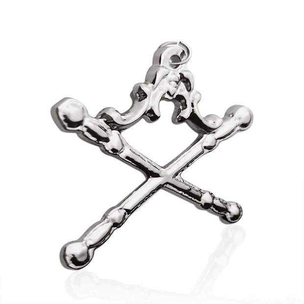 Masonic Tyler Sliver Jewel Pendant Double Sword