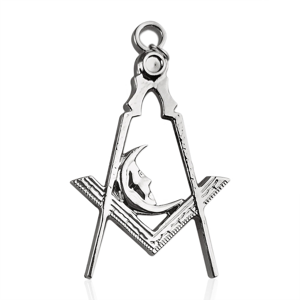 Masonic Moon Silver Jewel Pendant