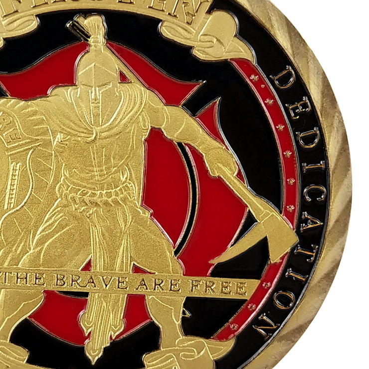 Firefighter Challenge Coin First In Last Out Spartan Warrior