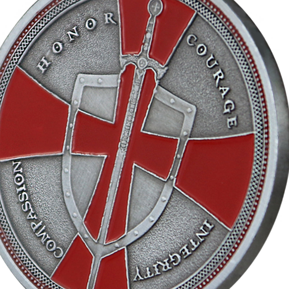 Knights Templar Cross Challenge Coin Crusader Sword and Shield Life Creed Token