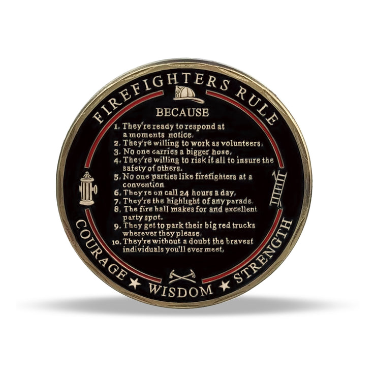 Firefighters Rule Challenge Coin ISAIAH 43:2 Firemans Medallion