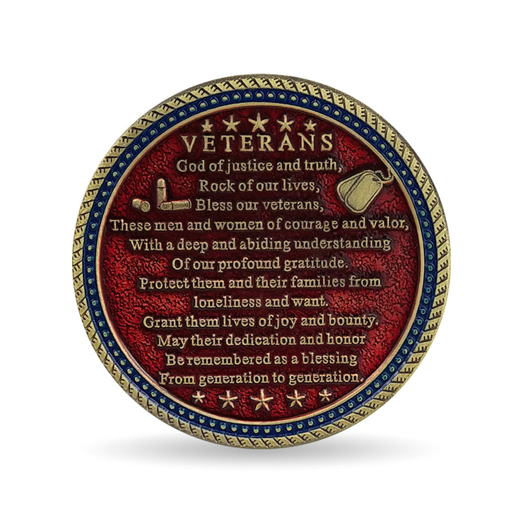 Military Veterans Salute Challenge Coin Prayer Medallion Honorable Hero Collectible-AtSKnSK