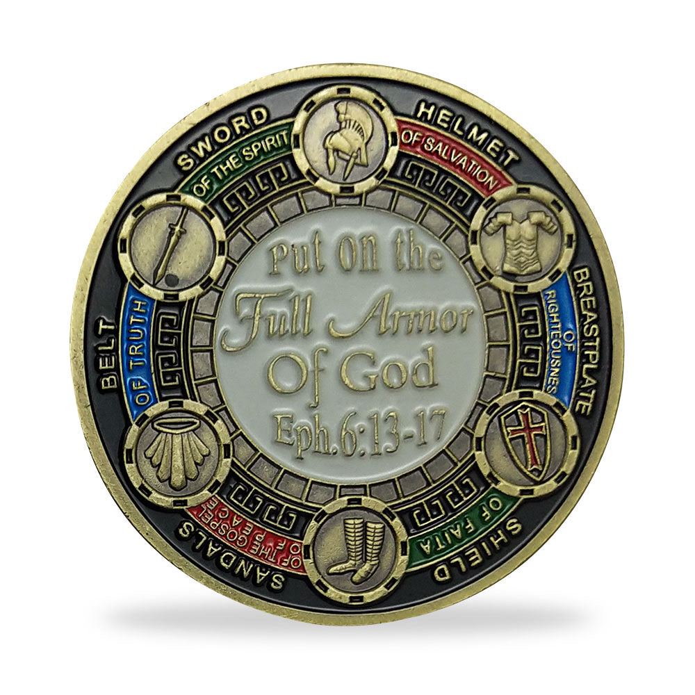 Put On the Full Armor of God Challenge Coin Knights Crusader Eph. 6:13 Prayer