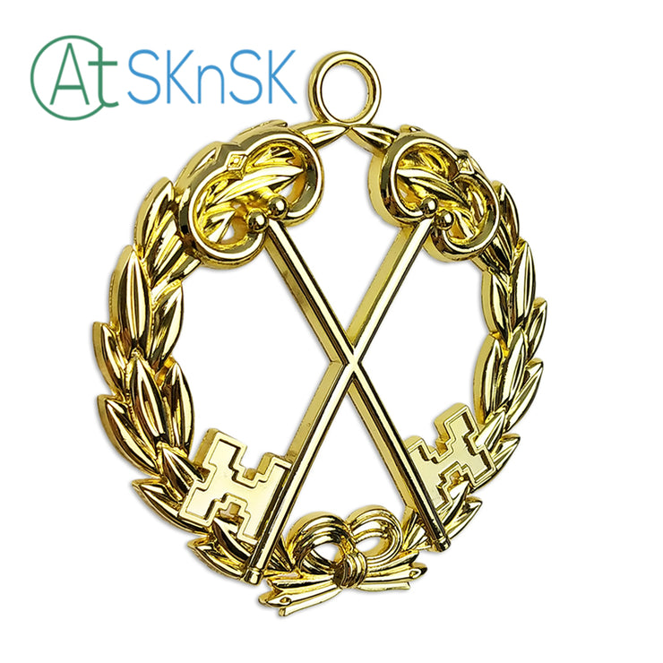 Masonic Treasurer Gold Jewel Pendant the Cross Vault Keys