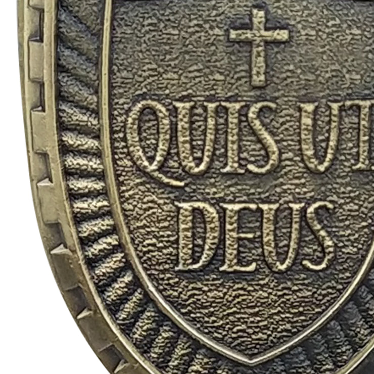St Micheal Archangel Shield Challenge Coin Quis ut Deus Christian Gift for Men